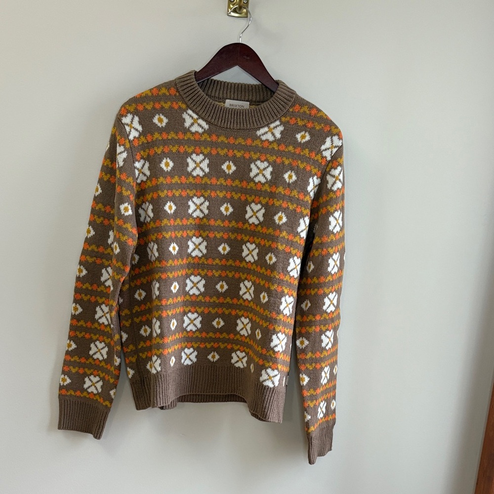 Brixton Brown and Orange Knit Sweater